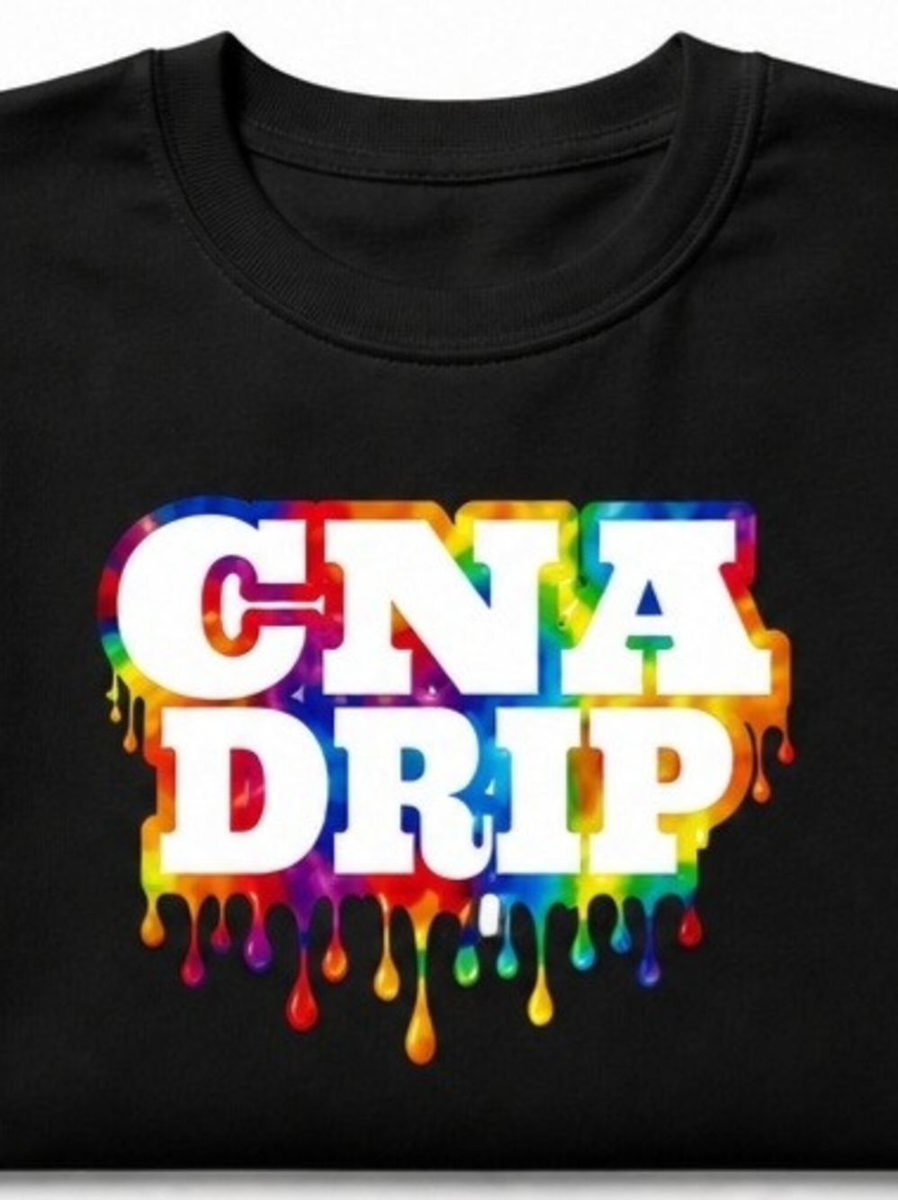 CNA Drip Black T-Shirt with Rainbow Graphic